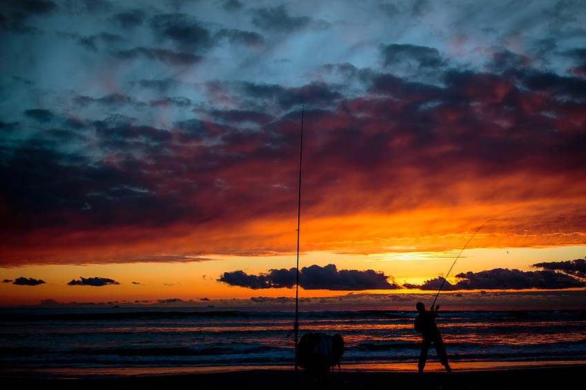 Surfcasting at Sunset